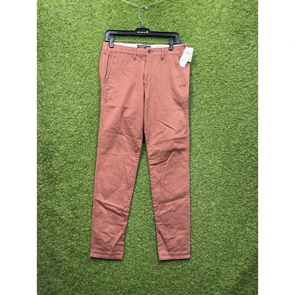 Abercrombie & Fitch Chino Pants Mens 30x32 Super Skinny Stretch Pink Mauve NWT